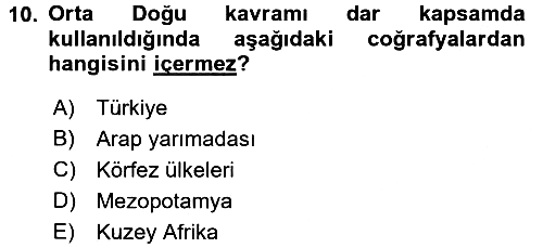 Orta Doğuda Siyaset 2016-2017 Ara Sınav - 10. soru