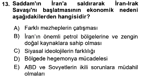 Orta Doğuda Siyaset 2016-2017 Ara Sınav - 13. soru