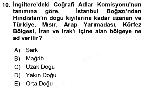 Orta Doğuda Siyaset 2017-2018 Ara Sınav - 10. soru