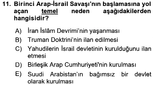 Orta Doğuda Siyaset 2017-2018 Ara Sınav - 11. soru