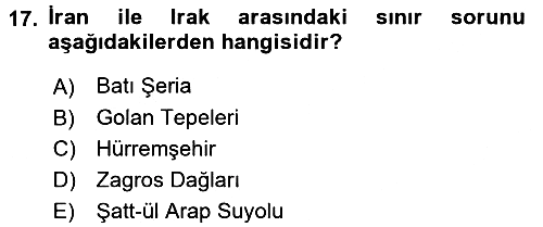 Orta Doğuda Siyaset 2017-2018 Ara Sınav - 17. soru