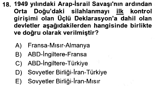 Orta Doğuda Siyaset 2017-2018 Ara Sınav - 18. soru