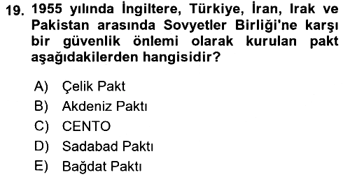 Orta Doğuda Siyaset 2017-2018 Ara Sınav - 19. soru