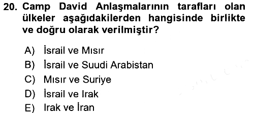 Orta Doğuda Siyaset 2017-2018 Ara Sınav - 20. soru