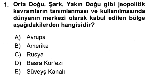 Orta Doğuda Siyaset 2018-2019 Ara Sınav - 1. soru