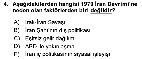 Orta Doğuda Siyaset 2018-2019 Ara Sınav - 4. soru