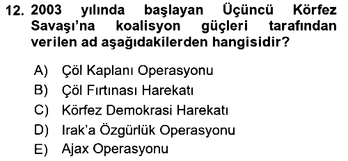 Orta Doğuda Siyaset 2021-2022 Ara Sınav - 12. soru