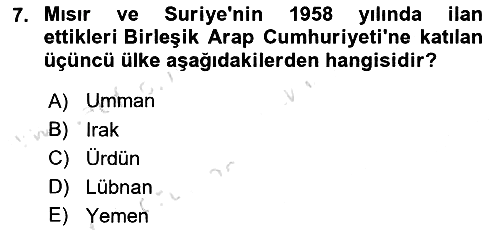 Orta Doğuda Siyaset 2024-2025 Ara Sınav - 7. soru