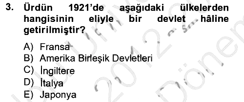 Orta Doğuda Siyaset 2012-2013 Dönem Sonu Sınavı - 3. soru