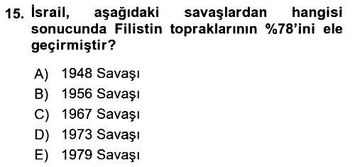 Orta Doğuda Siyaset 2015-2016 Tek Ders Sınavı - 15. soru