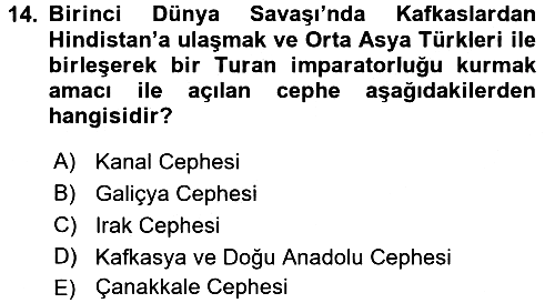 Siyasi Tarih 1 2017-2018 3 Ders Sınavı - 14. soru