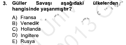 Siyasi Tarih 1 2012-2013 Ara Sınav - 3. soru