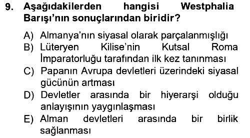 Siyasi Tarih 1 2012-2013 Ara Sınav - 9. soru