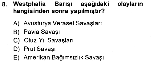 Siyasi Tarih 1 2013-2014 Ara Sınav - 8. soru