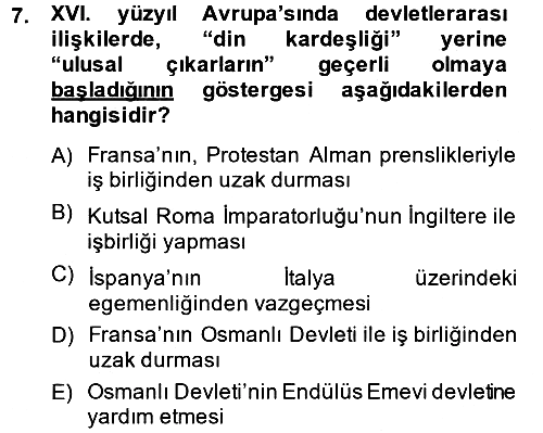 Siyasi Tarih 1 2014-2015 Ara Sınav - 7. soru