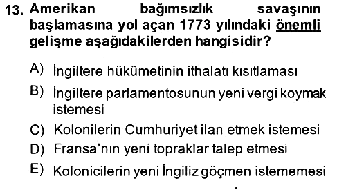Siyasi Tarih 1 2014-2015 Ara Sınav - 13. soru