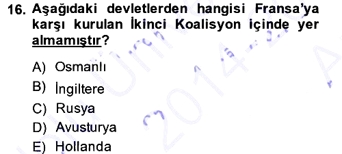 Siyasi Tarih 1 2014-2015 Ara Sınav - 16. soru