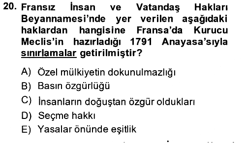 Siyasi Tarih 1 2014-2015 Ara Sınav - 20. soru