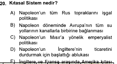 Siyasi Tarih 1 2015-2016 Ara Sınav - 20. soru