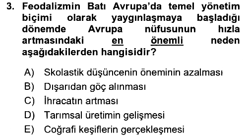 Siyasi Tarih 1 2016-2017 Ara Sınav - 3. soru
