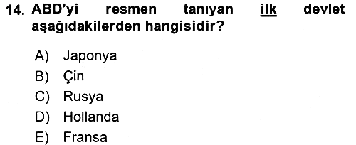 Siyasi Tarih 1 2016-2017 Ara Sınav - 14. soru