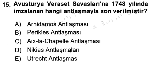 Siyasi Tarih 1 2016-2017 Ara Sınav - 15. soru