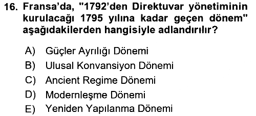 Siyasi Tarih 1 2016-2017 Ara Sınav - 16. soru