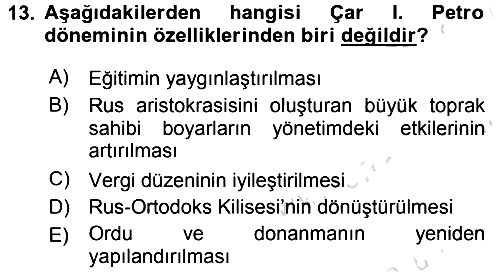 Siyasi Tarih 1 2017-2018 Ara Sınav - 13. soru