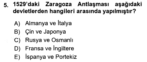 Siyasi Tarih 1 2018-2019 Ara Sınav - 5. soru