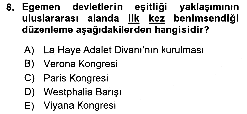 Siyasi Tarih 1 2018-2019 Ara Sınav - 8. soru