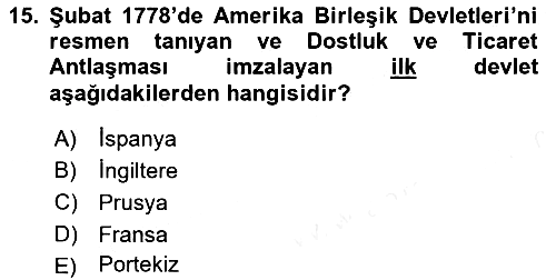 Siyasi Tarih 1 2018-2019 Ara Sınav - 15. soru