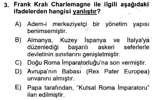 Siyasi Tarih 1 2019-2020 Ara Sınav - 3. soru