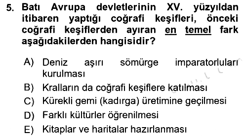 Siyasi Tarih 1 2019-2020 Ara Sınav - 5. soru
