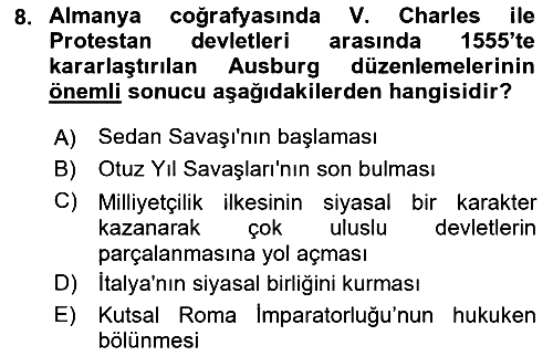 Siyasi Tarih 1 2019-2020 Ara Sınav - 8. soru