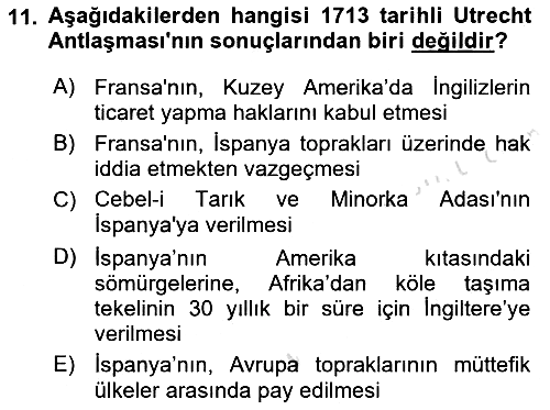 Siyasi Tarih 1 2019-2020 Ara Sınav - 11. soru