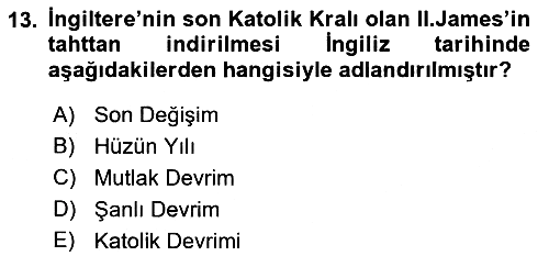 Siyasi Tarih 1 2019-2020 Ara Sınav - 13. soru