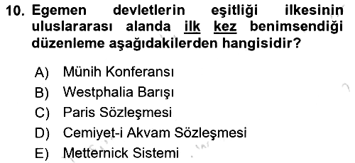 Siyasi Tarih 1 2021-2022 Ara Sınav - 10. soru