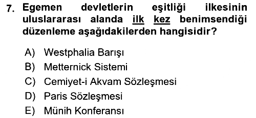 Siyasi Tarih 1 2023-2024 Ara Sınav - 7. soru