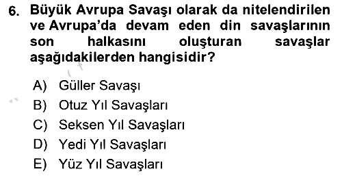 Siyasi Tarih 1 2024-2025 Ara Sınav - 6. soru