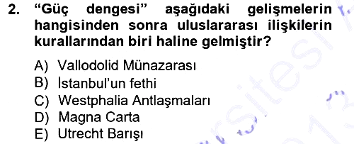 Siyasi Tarih 1 2012-2013 Dönem Sonu Sınavı - 2. soru