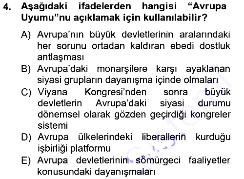 Siyasi Tarih 1 2012-2013 Dönem Sonu Sınavı - 4. soru