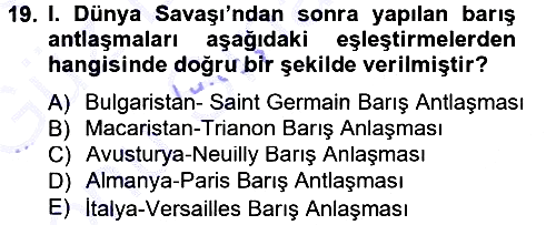 Siyasi Tarih 1 2012-2013 Dönem Sonu Sınavı - 19. soru