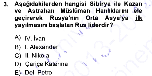 Siyasi Tarih 1 2013-2014 Dönem Sonu Sınavı - 3. soru