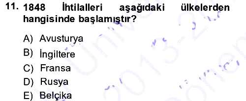 Siyasi Tarih 1 2013-2014 Dönem Sonu Sınavı - 11. soru