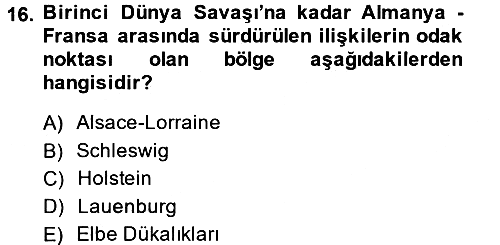 Siyasi Tarih 1 2013-2014 Dönem Sonu Sınavı - 16. soru