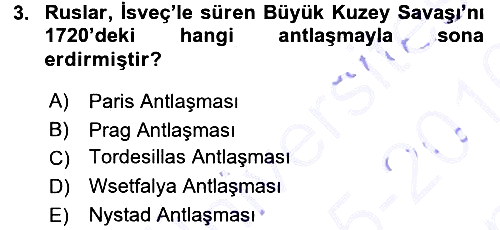 Siyasi Tarih 1 2015-2016 Dönem Sonu Sınavı - 3. soru