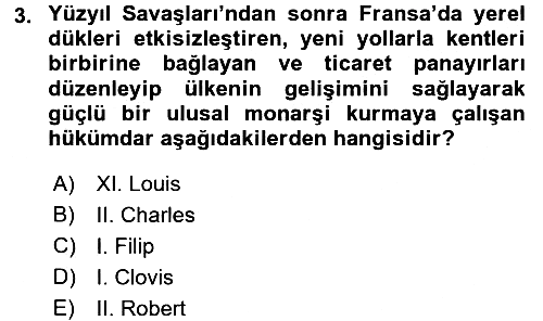Siyasi Tarih 1 2016-2017 Dönem Sonu Sınavı - 3. soru
