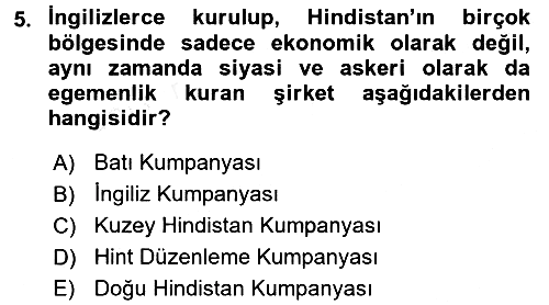 Siyasi Tarih 1 2016-2017 Dönem Sonu Sınavı - 5. soru