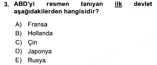 Siyasi Tarih 1 2017-2018 Dönem Sonu Sınavı - 3. soru