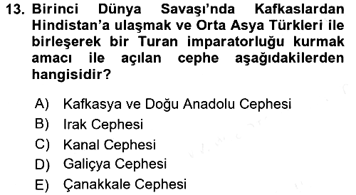 Siyasi Tarih 1 2017-2018 Dönem Sonu Sınavı - 13. soru
